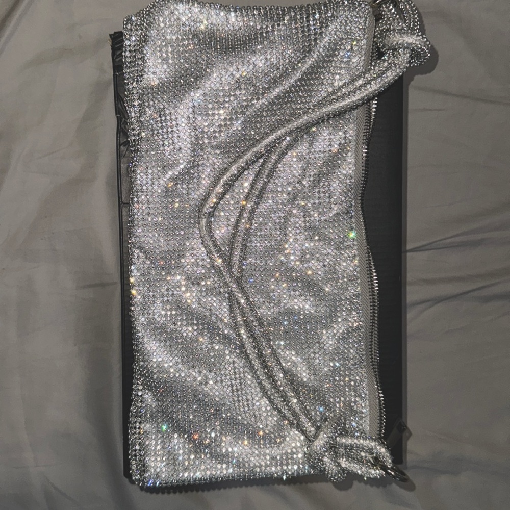Bling Diamond Silver Handbag with Zipper